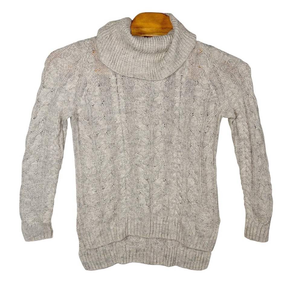 Just Jeans Cable Knit Cowl Neck Sweater Womens Small Preppy Fisherman Wool Blend